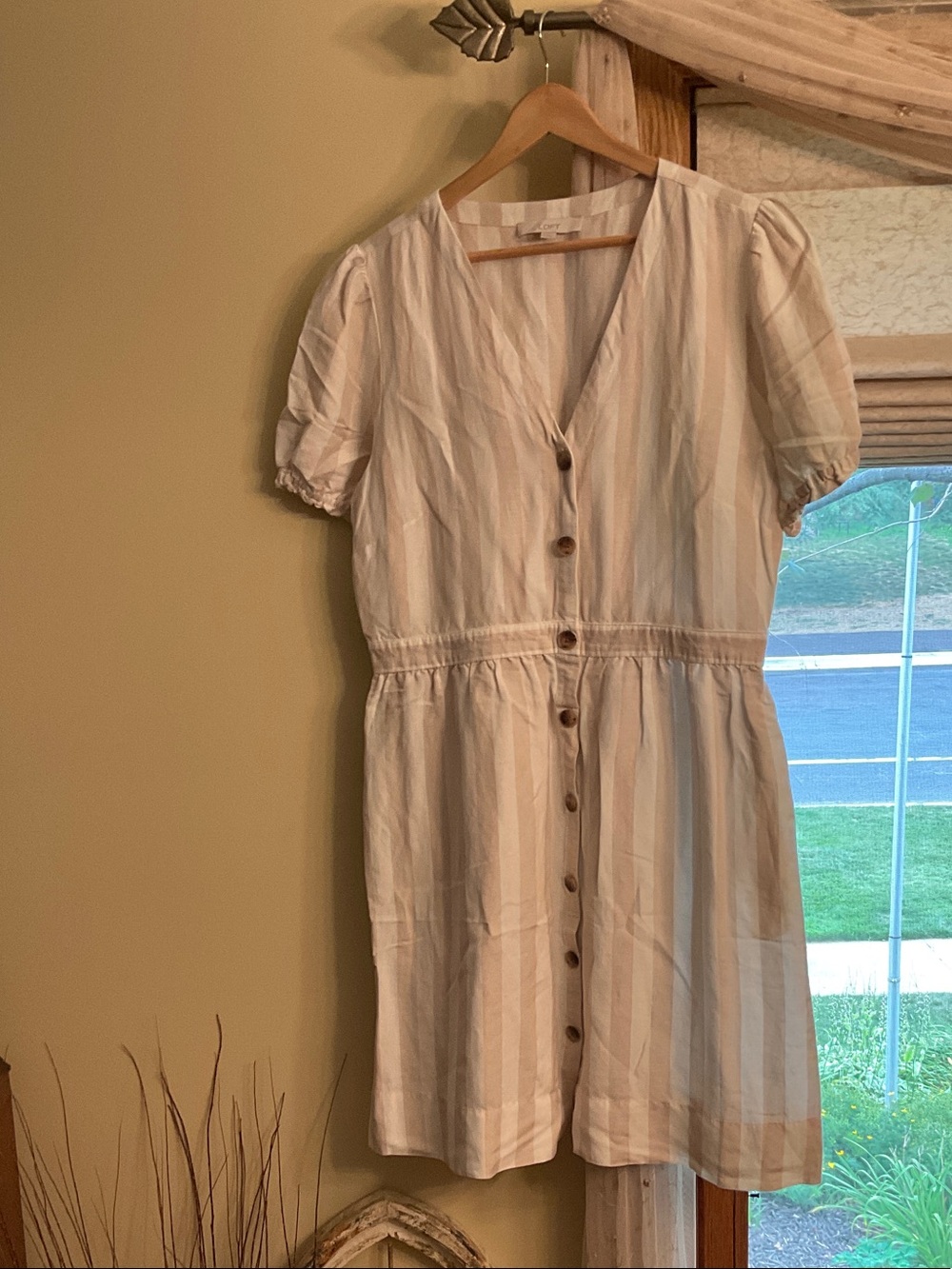 LOFT Striped Linen Blend Dress 14